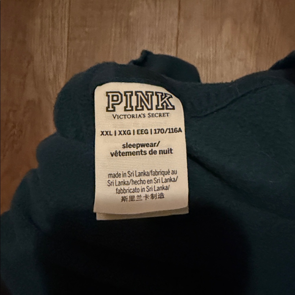 Victoria’s Secret PINK polar fleece hoodie shorts pj set - ivy green crest XXL - Picture 8 of 12